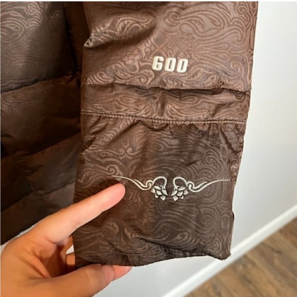 The North Face brown patterned textured Recco 600 down snowboard ski jacket - Picture 4 of 8